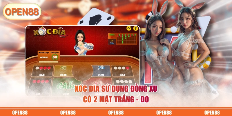 Xóc Đĩa sử dụng đồng xu có 2 mặt trắng - đỏ